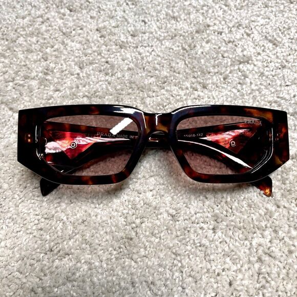 NEW PRADA Tortoise Sunglasses Dark Brown Women's & Men’s New In Box Case - Picture 3 of 14